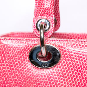 CHRISTIAN DIOR MEDIUM LADY DIOR LIZARD PINK CRYSTAL SHW