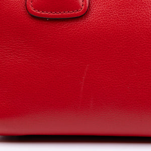 PRADA SMALL GLACE CALF SKIN LEATHER TWIN POCKET SATCHEL RED SHW