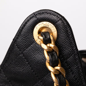 CHANEL SMALL 25 HANDBAG GRAINED CALFSKIN BLACK GHW (MICROCHIP)