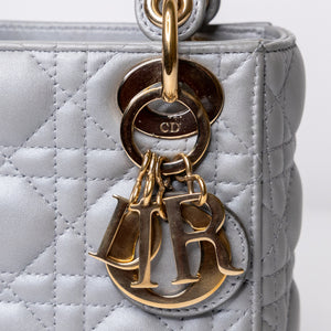 CHRISTIAN DIOR MINI LADY DIOR OPALINE GREY GHW