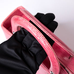 CHRISTIAN DIOR MEDIUM LADY DIOR LIZARD PINK CRYSTAL SHW