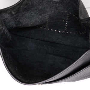 HERMES EVELYN 29 CLEMENCE LEATHER BLACK SHW STAMP SQUARE N