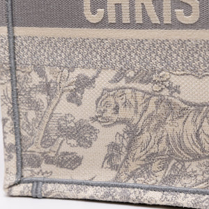CHRISTIAN DIOR MEDIUM DIOR BOOK TOTE GREY TOILE DE JOUY EMBROIDERY
