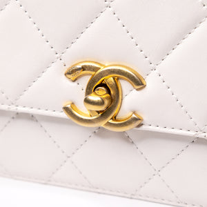 CHANEL 24C GOLD CRUSH MINI FLAP BAG WHITE CALFSKIN GHW