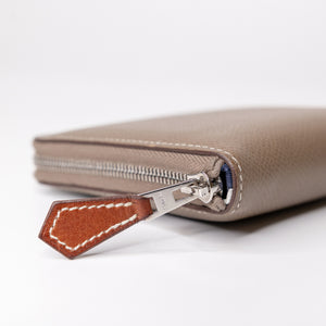 HERMES SILK IN COMPACT WALLET EPSOM ETOUPE GHW STAMP Y