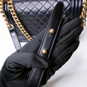 CHANEL LE BOY MEDIUM LAMB SKIN BLACK GHW