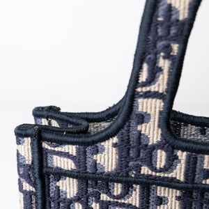 CHRISTIAN DIOR MINI BOOK TOTE BLUE OBLIQUE EMBROIDERY