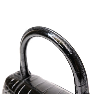 BALENCIAGA HOURGLASS BAG XS CROC-EMBOSSED CALFSKIN SO BLACK