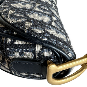 CHRISTIAN DIOR MINI SADDLE BLUE OBLIQUE GHW
