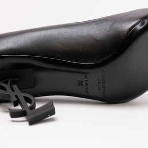 SAINT LAURENT BLACK LEATHER OPYUM PUMPS SIZE 36