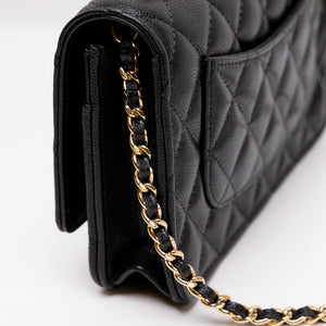 CHANEL 25K HANDLE WALLET ON CHAIN CAVIAR LEATHER BLACK GHW (MICROCHIP)