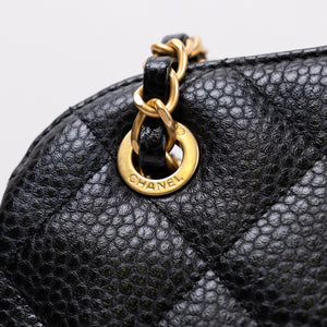 CHANEL 24K BLACK QUILTED MINI BOWLING BAG CAVIAR LEATHER GHW