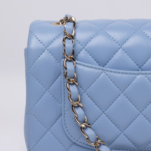 CHANEL MINI RECTANGULAR FLAP BAG LAMBSKIN BABY BLUE LGHW