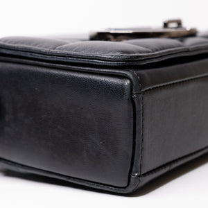 CHRISTIAN DIOR 30 MONTAIGNE CHAIN TOP HANDLE BAG LAMBSKIN LEATHER DARK SILVER HARDWARE