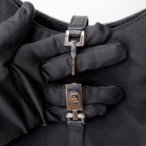 GUCCI VINTAGE BLACK JACKIE CANVAS SHOULDER BAG SHW