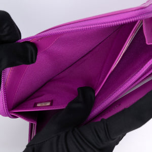 CHANEL BOY ZIP WALLET LAMBSKIN LEATHER PURPLE PINK SHW