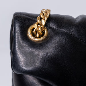 SAINT LAURENT PUFFER BAG MEDIUM BLACK NAPPA LEATHER GHW