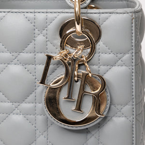 CHRISTIAN DIOR MY ABC DIOR SMALL LADY DIOR LAMBSKIN GRAY STONE GHW