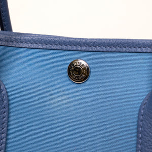 HERMES GARDEN PARTY 30 CANVAS / NEGONDA LEATHER BLUE AGATE SHW STAMP Z