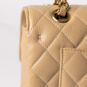 CHANEL CLASSIC FLAP MEDIUM BEIGE CAVIAR LEATHER GHW (MICROCHIP)