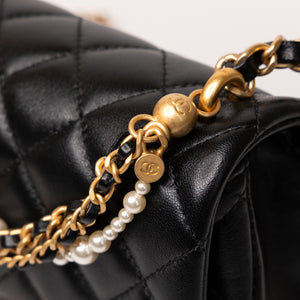 CHANEL 25B PEARL HANDLE MINI SQUARE LAMBSKIN LEATHER GHW (MICROCHIP)