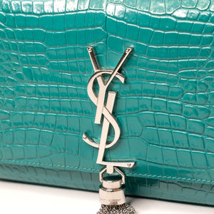 SAINT LAURENT SMALL KATE BAG WITH TASSEL CROC-EMBOSSED LEATHER SHW
