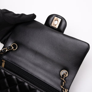 CHANEL MINI RECTANGULAR FLAP BAG LAMBSKIN BLACK LGHW (MICROCHIP)