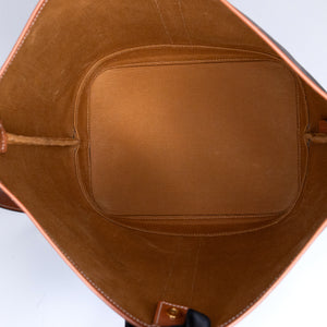 CELINE MEDIUM BUCKET IN TRIOMPHE CANVAS AND CALF SKIN BAG