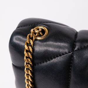 SAINT LAURENT PUFFER BAG TOY BLACK NAPPA LEATHER GHW