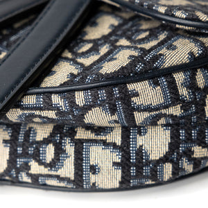 CHRISTIAN DIOR MINI SADDLE BAG BLUE OBLIQUE GHW WITH STRAP