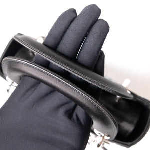 CHRISTIAN DIOR MINI LADY DIOR SATIN CRYSTAL BLACK SHW