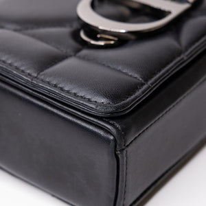 CHRISTIAN DIOR 30 MONTAIGNE CHAIN TOP HANDLE BAG LAMBSKIN LEATHER DARK SILVER HARDWARE