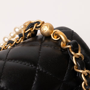 CHANEL 25B PEARL HANDLE MINI SQUARE LAMBSKIN LEATHER GHW (MICROCHIP)