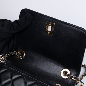 CHANEL MINI TRENDY CC WALLET ON CHAIN LAMBSKIN LEATHER BLACK LGHW