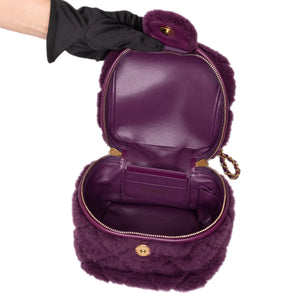 CHANEL TOP HANDLE SMALL VANITY CASE SHEARLING PURPLE GHW (MICROCHIP)