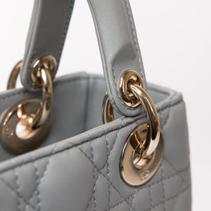 CHRISTIAN DIOR MY ABC DIOR SMALL LADY DIOR LAMBSKIN GRAY STONE GHW