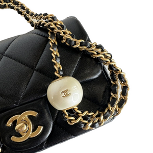 CHANEL DOUBLE PEARL MINI FLAP BAG