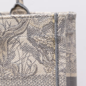 CHRISTIAN DIOR MEDIUM DIOR BOOK TOTE GREY TOILE DE JOUY EMBROIDERY