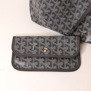 GOYARD SAINT LOUIS PM TOTE GOYARDINE CANVAS / CALFSKIN GREY SHW