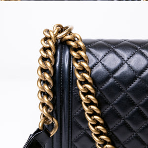 CHANEL LE BOY MEDIUM LAMB SKIN BLACK GHW