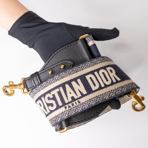 CHRISTIAN DIOR MINI SADDLE BLUE OBLIQUE GHW WITH STRAP