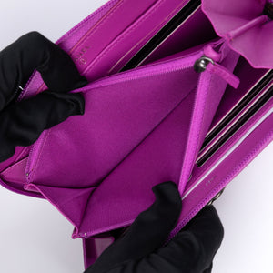 CHANEL BOY ZIP WALLET LAMBSKIN LEATHER PURPLE PINK SHW