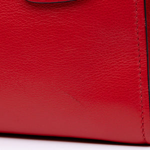 PRADA SMALL GLACE CALF SKIN LEATHER TWIN POCKET SATCHEL RED SHW