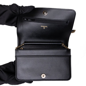 CHANEL BOY WALLET ON CHAIN CAVIAR BLACK GHW