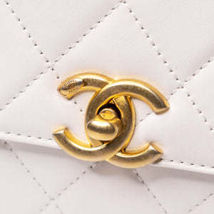 CHANEL 24C GOLD CRUSH MINI FLAP BAG WHITE CALFSKIN GHW