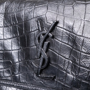 SAINT LAURENT MEDIUM NIKI BAG CROCODILE-EMBOSSED BLACK CALFSKIN BLACK HARDWARE