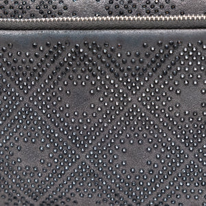 CHANEL CLASSIC FLAP CRYSTAL EMBELLISHED MINI BAG GREY LEATHER SHW