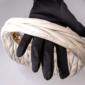 MIUMIU WANDER MATELASSE MINI HOBO BAG NAPPA WHITE LAMBSKIN GHW