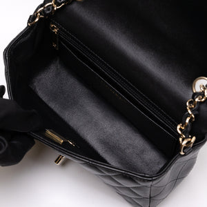 CHANEL MINI RECTANGULAR FLAP BAG LAMBSKIN BLACK LGHW (MICROCHIP)