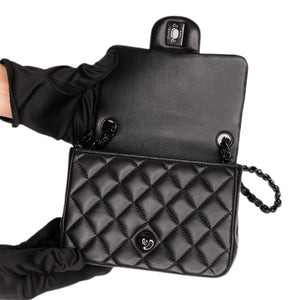 CHANEL MINI SQUARE FLAP BAG LAMBSKIN SO BLACK